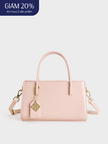 Túi Xách Tay Phủ Màu Tag Vuông Size 21 - Hồng