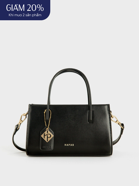 Túi Xách Tay Phủ Màu Tag Vuông Size 21 - Đen