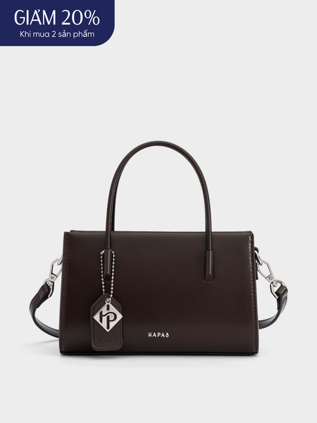 Túi Xách Tay Phủ Màu Tag Vuông Size 21 - Nâu đậm