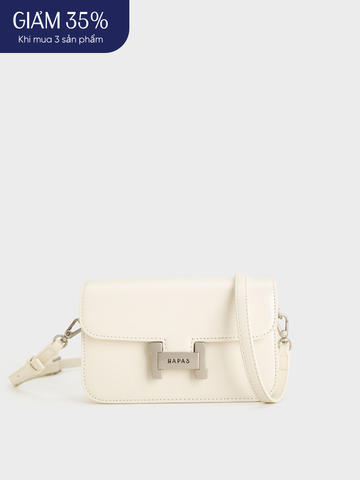 Túi Đeo Chéo Nắp Gập Khóa H - Trắng