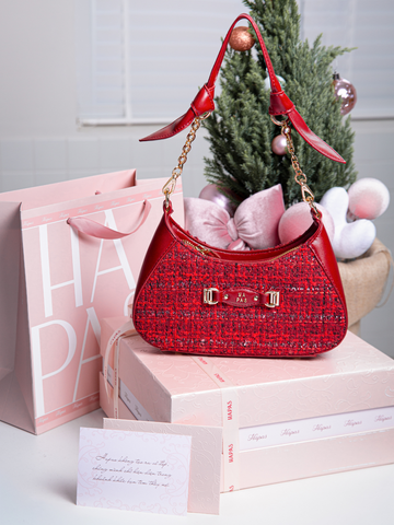 TDV Hobo Quai Nơ Mavie Sz 24 - Đỏ Tweed