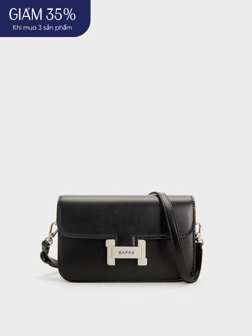 Túi Đeo Chéo Nắp Gập Khóa H - Đen