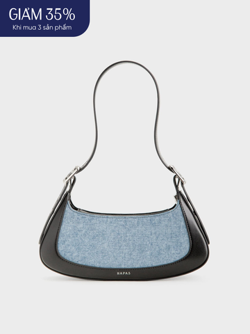 Túi Đeo Vai Khoen Vuông Leather Mix Size 27 - Jean