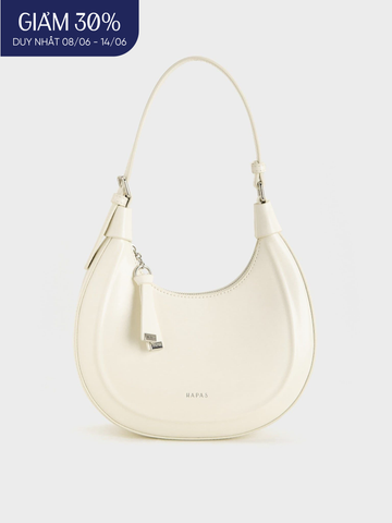 Túi Đeo Vai Hobo Dập Nổi Line Embossed - Trắng