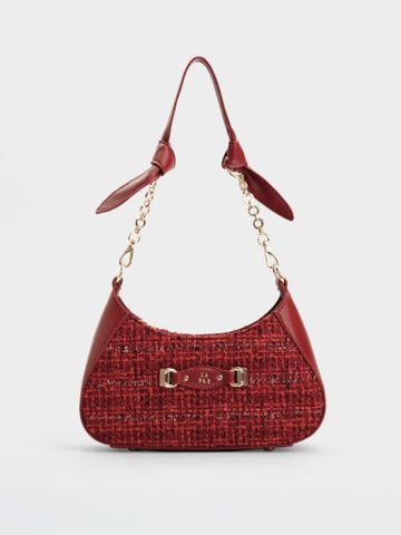 Túi Đeo Vai Hobo Quai Nơ Mavie Size 24 - Đỏ Tweed