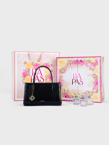 Bộ Quà Tặng Túi Xách Phủ Màu Hộp Thân Thương - Đen