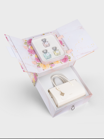 Bộ Quà Tặng Túi Xách Phủ Màu Hộp Thân Thương - Trắng