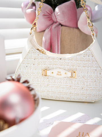 TDV Hobo Quai Nơ Mavie Sz 24 - Trắng Tweed