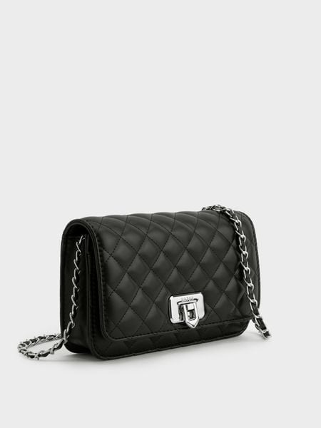 Túi Đeo Chéo Ô Trám Nắp Gập Size 20 - Đen