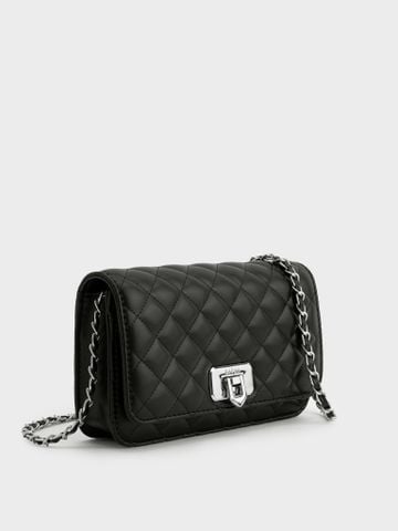 Túi Đeo Chéo Ô Trám Nắp Gập Size 20 - Đen