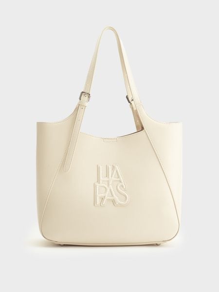 Túi Tote Dập Nổi Camel Size 33 - Kem