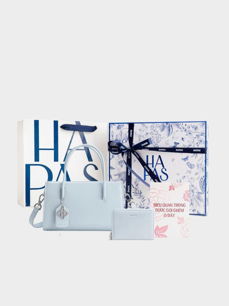 Bộ Quà Tặng Mini Túi Xách Phủ Màu Tag Vuông - Xanh Ghi