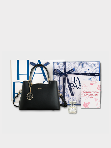 Bộ Quà Tặng Mini Túi Xách Tag G Đen x Nước Hoa - Đen