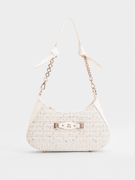 Túi Đeo Vai Hobo Quai Nơ Mavie Size 24 - Trắng Tweed