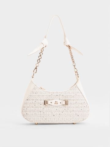 Túi Đeo Vai Hobo Quai Nơ Mavie Size 24 - Trắng Tweed