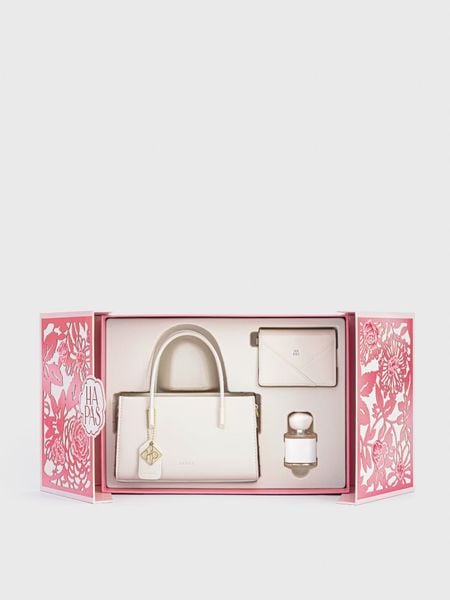 Bộ Quà Tặng Túi Xách Phủ Màu Hộp Thân Thương 2026 - Trắng