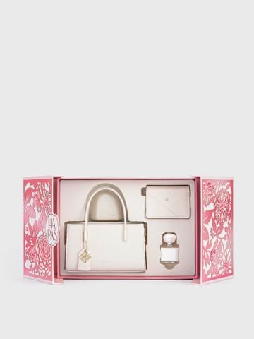 Bộ Quà Tặng Túi Xách Phủ Màu Hộp Thân Thương 2026 - Trắng