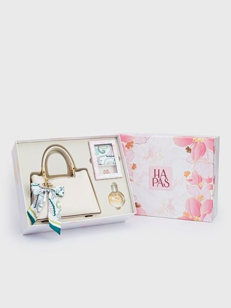 Bộ Quà Tặng Túi Xách Tag G Hộp Chân Thành 2026 - Trắng