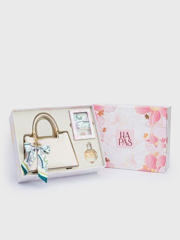 Bộ Quà Tặng Túi Xách Tag G Hộp Chân Thành 2026 - Trắng