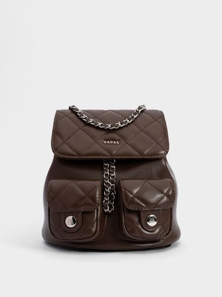 Balo Túi Hộp Ô Trám Chainy Sz 19 - Nâu