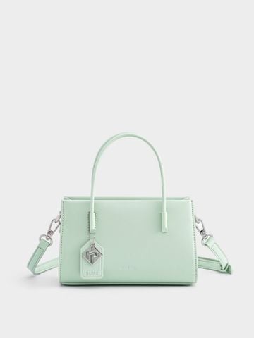 Túi Xách Tay Phủ Màu Tag Vuông Size 21 - Xanh Mint
