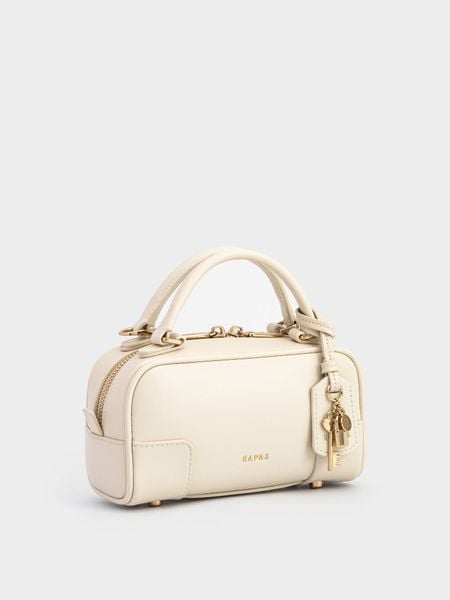 Túi Xách Tay Mini Dáng Hộp Lock Chic Size 19 - Kem