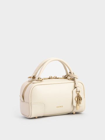 Túi Xách Tay Mini Dáng Hộp Lock Chic Size 19 - Kem