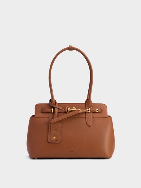 Túi Tote Da Thật Đai Móc Katie Size 34 - Nâu