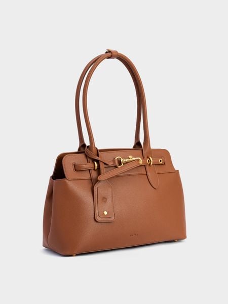 Túi Tote Da Thật Đai Móc Katie Size 34 - Nâu