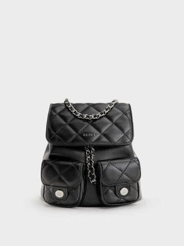 Balo Túi Hộp Ô Trám Chainy Size 19 - Đen