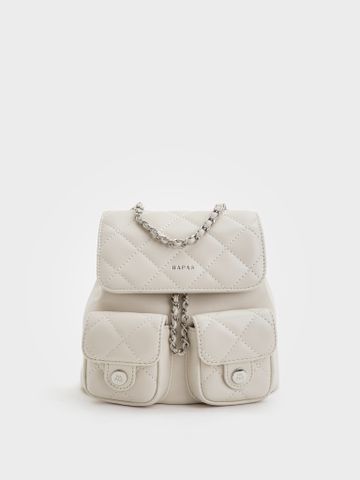 Balo Túi Hộp Ô Trám Chainy Size 19 - Kem