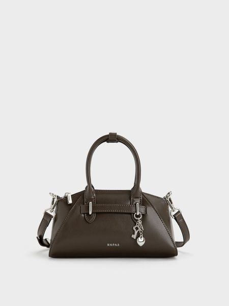 Túi Xách Tay Charm Tim Dearie Size 23 - Nâu