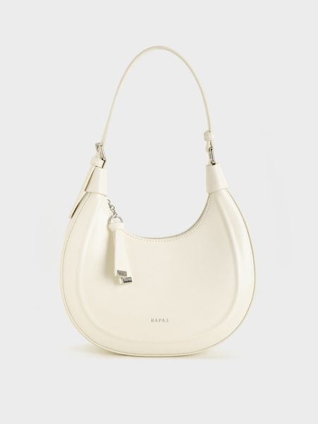 Túi Đeo Vai Hobo Dập Nổi Line Embossed - Trắng