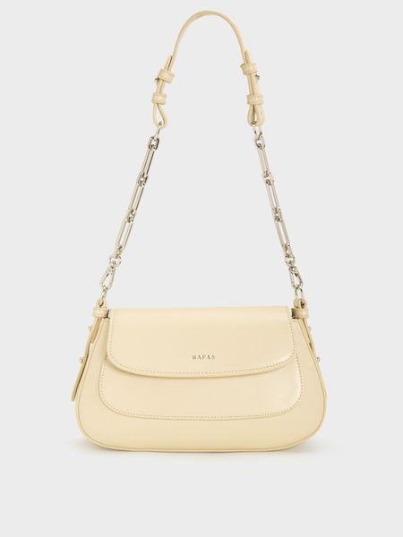 Túi Đeo Vai Hobo Nắp Gập Chain Handle Size 23 - Kem