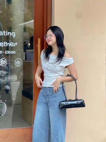 Túi Đeo Vai Da Bóng Moodie Size 27 - Kem