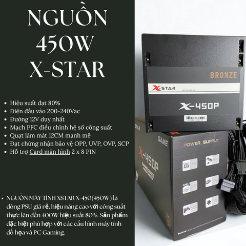 NGUỒN MÁY TÍNH XSTAR X-450 Công Suất Thực 450W 80Plus