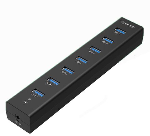 Bộ chia USB ORICO 7 Port USB 3.0 H7013-U3-AD-BK, Adapter 5V/2A.
