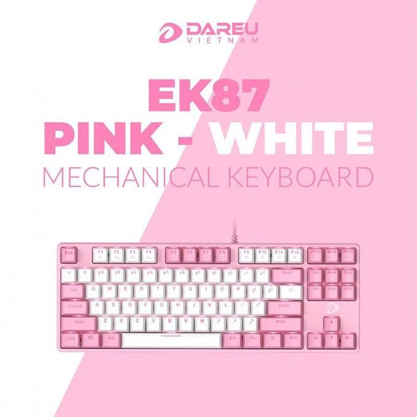 Bàn phím cơ DAREU EK87 Wire Pink White Brown Switch