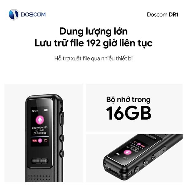 THIẾT BỊ GHI ÂM DR1 DOSCOM – GHI ÂM TRONG 1 CHẠM