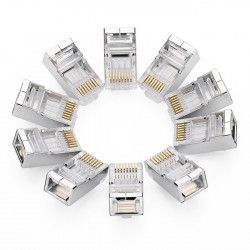 Đầu mạng RJ45 DINTEK RJ45 CAT.6 S-FTP - shielded bọc kim loại chống nhiễu, đầu RJ45 gồm 2 thành phần ghép lại, sử dụng cho cáp CAT.6 S-FTP, 100 pcs/bag