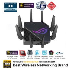 Bộ phát wifi 6 Asus ROG Rapture Gaming GT-AX11000 Pro (Chuẩn AX/ AX11000Mbps/ 8 Ăng-ten ngoài/ Wifi Mesh/ Dưới 80 User)