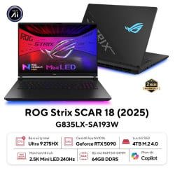 Laptop ASUS ROG Strix SCAR 18 G835LX-SA193W (Intel Core Ultra 9 Processor 275HX | RTX 5090 | 18 inch 2.5K | 64GB | 4TB | Win 11 | Đen)