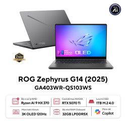 Laptop Asus ROG Zephyrus G14 GA403WR-QS103WS (AMD Ryzen AI 9 HX 370 | RTX 5070Ti | 14 inch 3K OLED 120Hz | 32GB | 1TB | Win 11 | Xám)