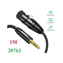 Cáp dữ liệu AV 3.5mm ra XLR truyền âm thanh màu xám,dài 1M Ugreen (20763)