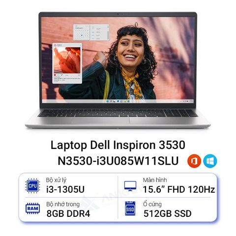 Laptop Dell Inspiron 15 3530 N3530 i3U085W11SLU (Core i3-1305U | 8GB | 512GB | Intel UHD | 15.6 inch FHD | Win 11 | Bạc)