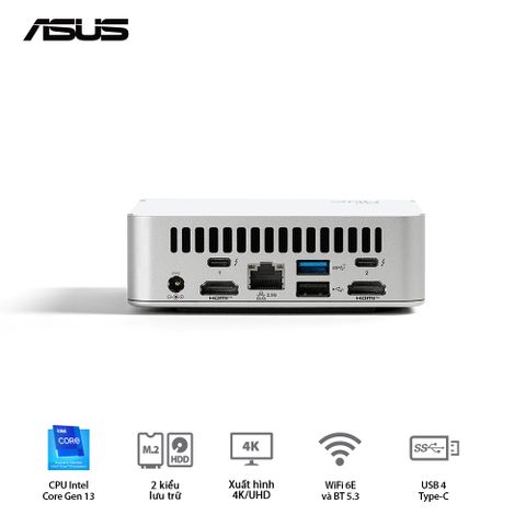 Bộ Mini PC ASUS Intel NUC13 Prodesk RNUC13VYKI5 (i5-1340P/ 2xDDR4-3200 / 2xNVMe, SATA/ 2x HDMI 2.1/2x DP 1.4a)