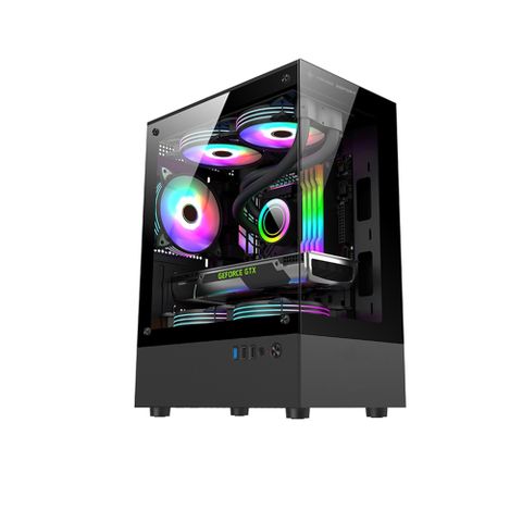 Vỏ Case Máy Tính KENOO ESPORT MK100 ( Case Bể Cá, Màu Đen, Matx)