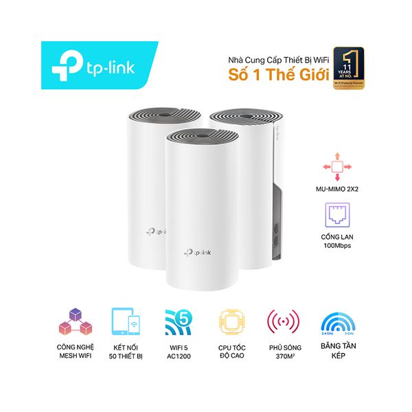 Bộ phát wifi mesh TP-Link Deco E4 (3-Pack)
