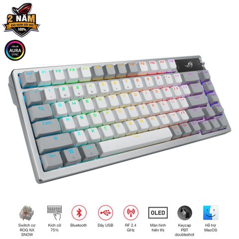 Bàn phím cơ Asus ROG Azoth Wireless White NX Brown switch