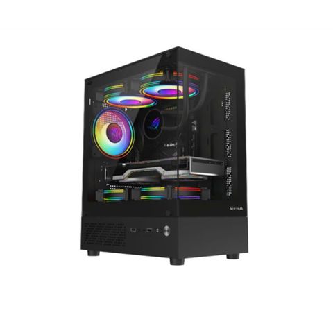 Vỏ MÁY TÍNH VITRA ATLANTIS X6 LITE BLACK KÈM 3FAN RGB (M-ATX/TopRad240)